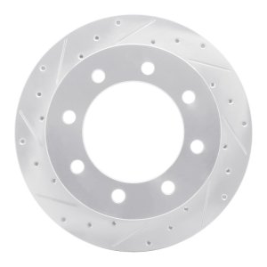 Ford E-150 Brake Rotor (1) - Rear Left - R1 Concepts - Drilled & Slotted - Silver - `99-`07